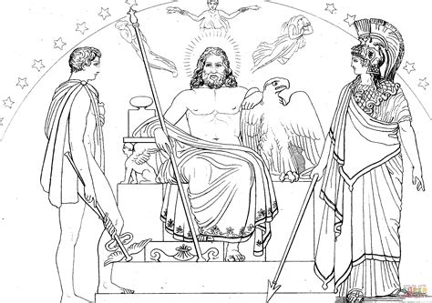 hermes zeus and athena coloring page